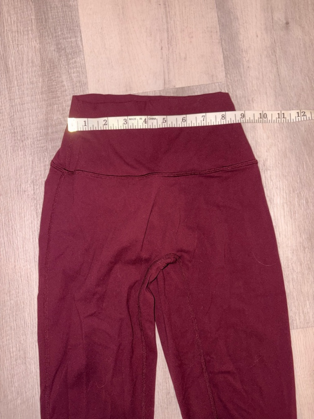 Women’s High-Waist Burgundy Leggings - Picture 3 of 5